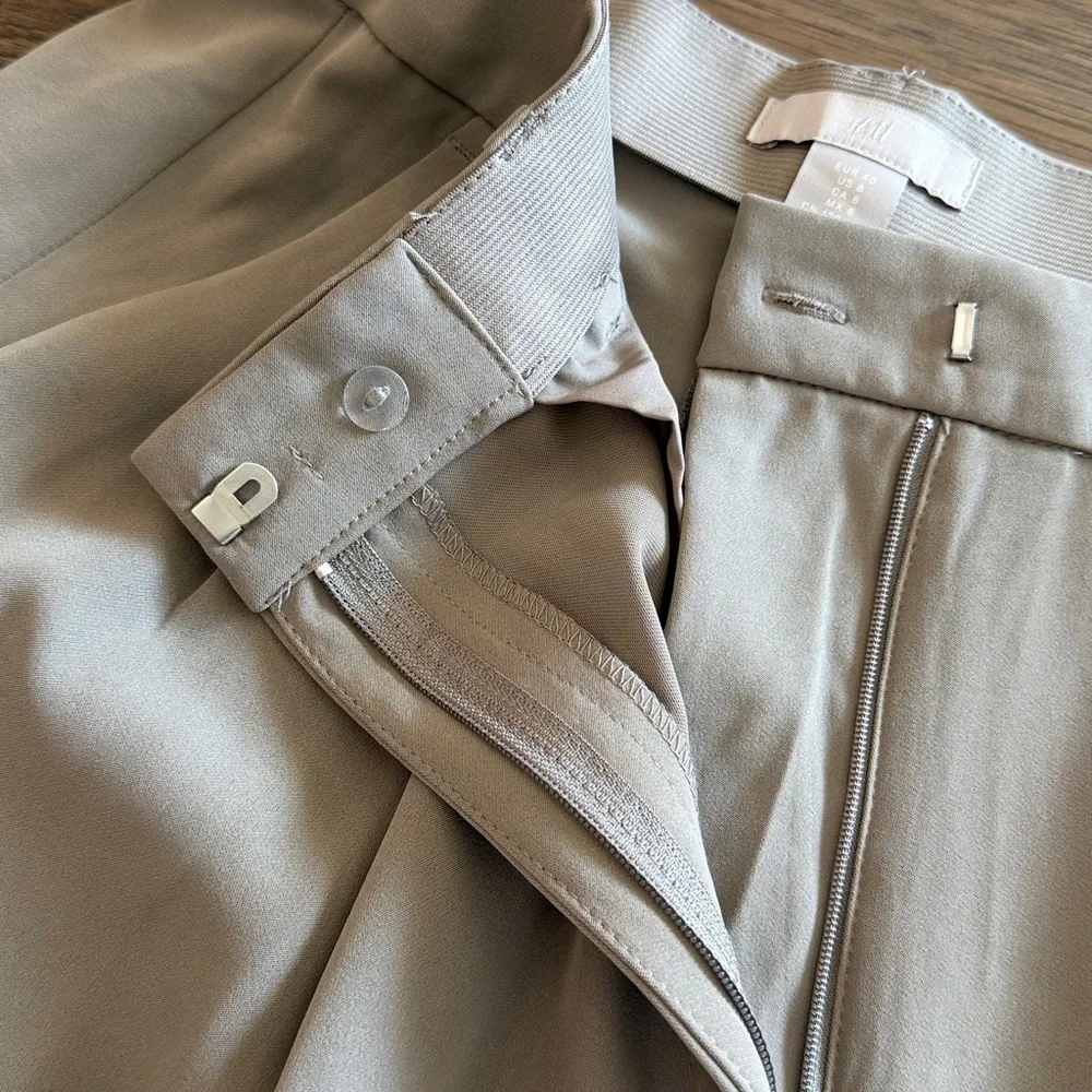 H&M Women's 8 Dk Taupe Wide Leg Dress Pants